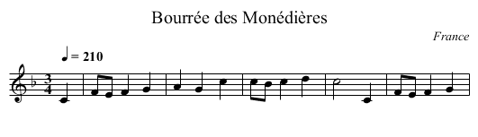 Bourrée des Monédières - staff notation