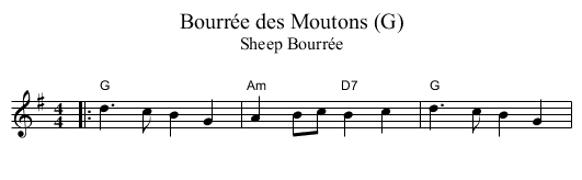 Bourrée des Moutons (G) - staff notation