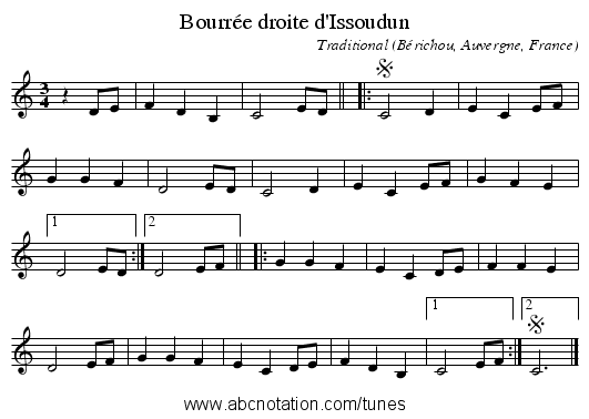 Bourr&eacute;e droite d'Issoudun - staff notation