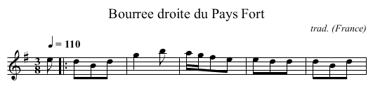 Bourree droite du Pays Fort - staff notation