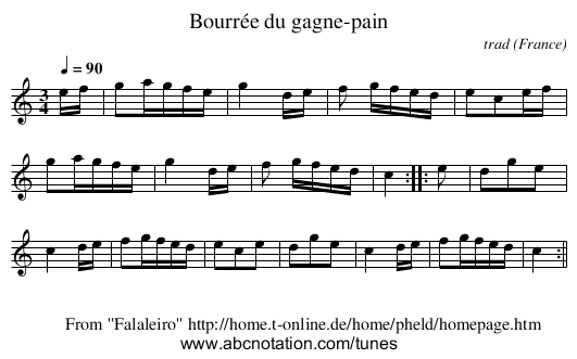 Bourrée du gagne-pain - staff notation