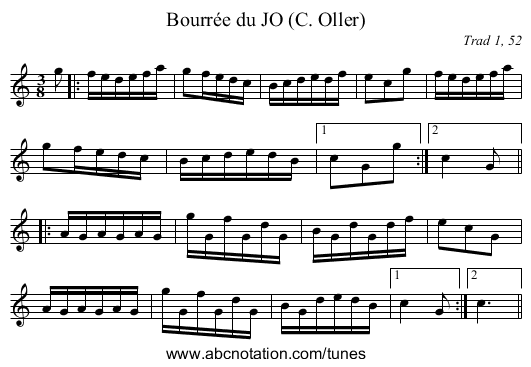 Bourrée du JO (C. Oller) - staff notation
