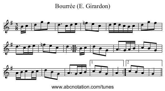 Bourrée (E. Girardon) - staff notation