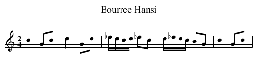 Bourree Hansi - staff notation