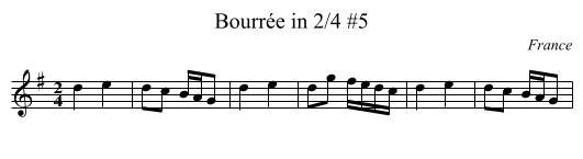 Bourrée in 2/4 #5 - staff notation