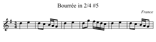 Bourrée in 2/4 #5 - staff notation