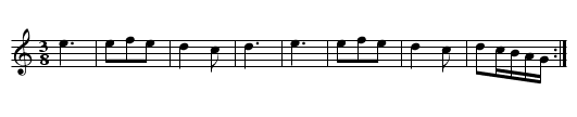 Bourr&eacute;e in 3/8 - staff notation