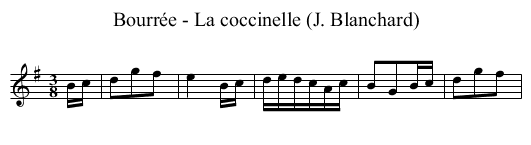 Bourrée - La coccinelle (J. Blanchard) - staff notation
