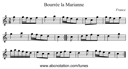 Bourrée la Marianne - staff notation