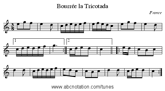 Bourr&eacute;e la Tricotada - staff notation