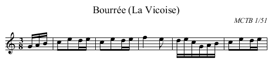 Bourrée (La Vicoise) - staff notation