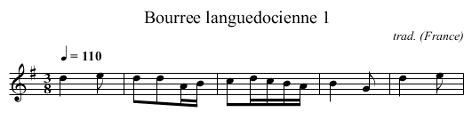 Bourree languedocienne 1 - staff notation