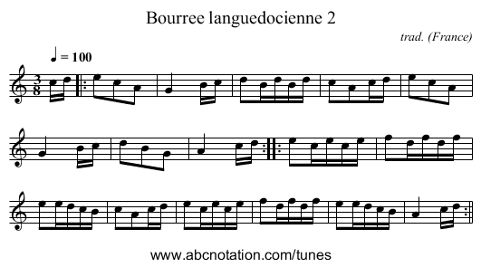 Bourree languedocienne 2 - staff notation