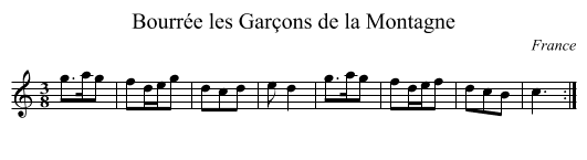 Bourrée les Garçons de la Montagne - staff notation