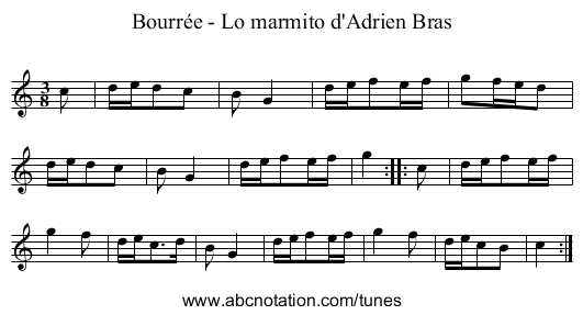 Bourrée - Lo marmito d'Adrien Bras - staff notation