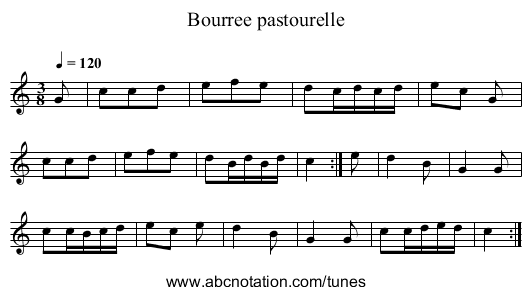 Bourree pastourelle - staff notation