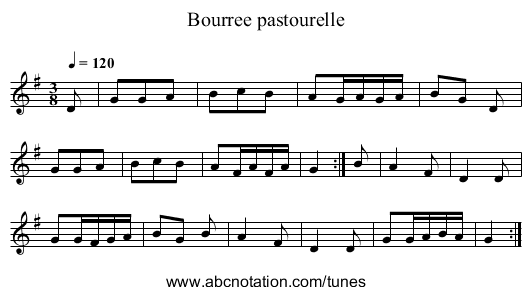 Bourree pastourelle - staff notation