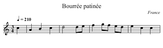 Bourrée patinée - staff notation
