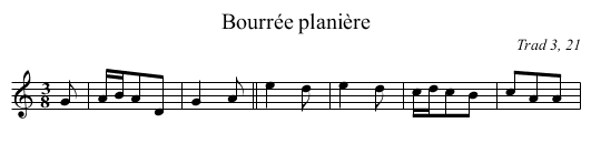 Bourrée planière - staff notation