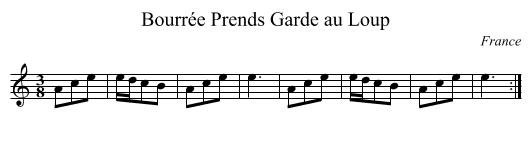 Bourrée Prends Garde au Loup - staff notation