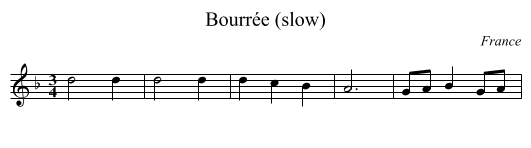 Bourrée (slow) - staff notation