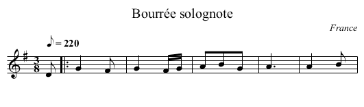 Bourrée solognote - staff notation