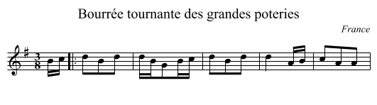 Bourrée tournante des grandes poteries - staff notation