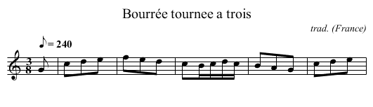 Bourrée tournee a trois - staff notation