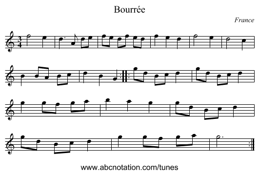 Bourrée - staff notation