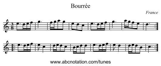 Bourrée - staff notation