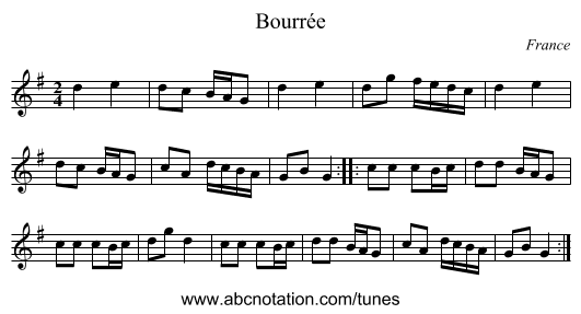 Bourrée - staff notation