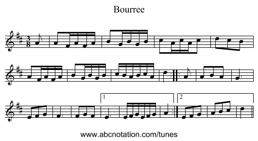 Bourree - staff notation