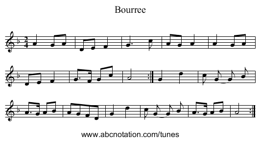 Bourree - staff notation