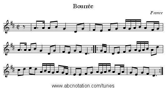 Bourr&eacute;e - staff notation