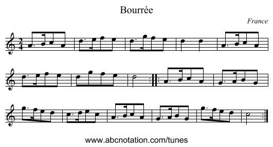 Bourrée - staff notation