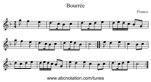 Bourrée - staff notation