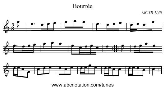 Bourrée - staff notation