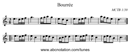 Bourrée - staff notation