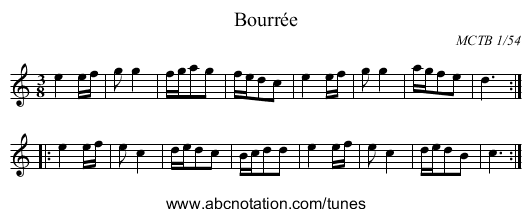 Bourrée - staff notation