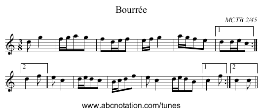 Bourrée - staff notation