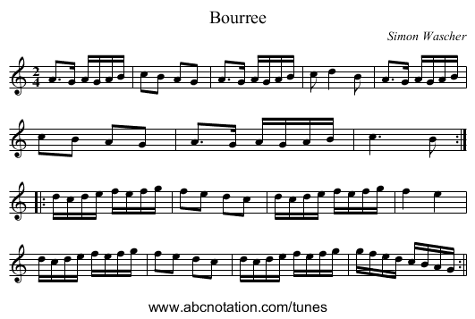 Bourree - staff notation