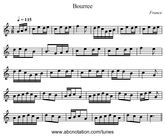 Bourree - staff notation