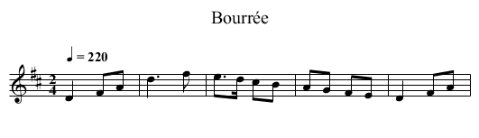 Bourrée - staff notation