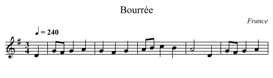 Bourrée - staff notation