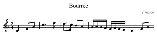 Bourrée - staff notation