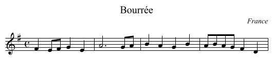 Bourrée - staff notation