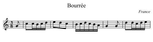Bourrée - staff notation