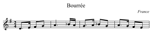 Bourrée - staff notation