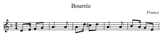 Bourrée - staff notation