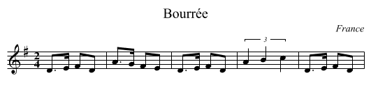 Bourrée - staff notation